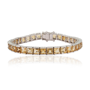 High Quality Handmade 925 <b>Sterling</b> <b>Silver</b> Natrual Yellow Citrine Gemstone Channel Set Unisex Tennis <b>Bracelet</b> - Product Image 1