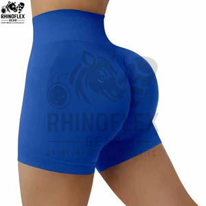 Short de yoga sans couture taille mi-haute pour femme, respirant, à compression, avec logo personnalisé, en tissu Spandex/Polyester, idéal pour la course et le cyclisme – Prix abordable - Product Image 3