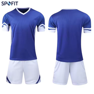 Maillot de football noir pour homme SPOFIT, col en V, manches courtes, respirant, anti-transpiration, séchage rapide, uniformes pour adultes - Product Image 4