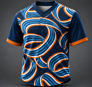 Camiseta de Béisbol Unisex de Manga Corta con Estampado Geométrico, Cierre de Botones, Poliéster Transpirable, para Todas las Temporadas, Corte Regular, Bordado 3D - Product Image 3