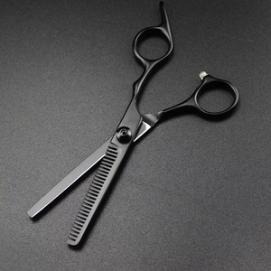 Service OEM, qualité professionnelle, ciseaux à effiler en acier japonais noir pour la coupe de cheveux de barbier - Product Image 5
