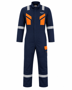 Navy Blue Orange Silver Custom Reflective Spandex Hi Visibility <b>Waterproof</b> Anti-Bacterial Workwear Coverall Industrial Boiler - Product Image 1