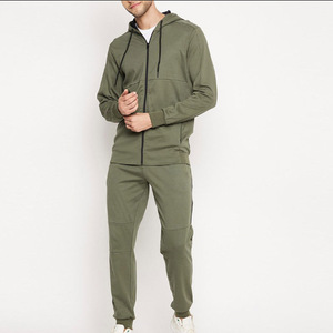 Sweat-shirts à capuche zippés en molleton pour hommes, coupe régulière, taille élastique, ensembles de vêtements de sport 100% molleton - Product Image 2