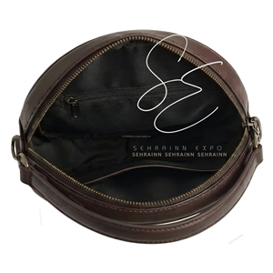 Sac bandoulière rond en cuir véritable marron pour femme, motif fleurs de pêcher, en cuir repoussé, style cowgirl et gypsy - Product Image 5