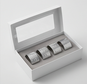 Round Stainless Steel <b>Napkin</b> Ring Hammered Design <b>Silver</b> Color Metal <b>Napkin</b> Holder For Table Decoration - Product Image 6