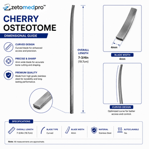 มีดตัดกระดูกโค้ง CHERRY ขนาดใบมีด 4 มม. ยาว 7.75 นิ้ว รุ่น ZETOMEDPRO - Product Image 4