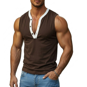 Débardeurs Homme Slim Fit Sans Manches Col V avec Boutons – Style Décontracté et Sportif – Vêtements de Quotidien – Personnalisation en Gros - Product Image 1