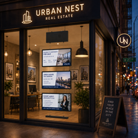 Pantalla LCD de 21.5 pulgadas para negocios inmobiliarios, conjunto de 3 pantallas publicitarias de 21.5 pulgadas para exhibición de marketing de propiedades