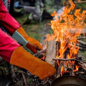 Gants de soudage en cuir de vachette pleine fleur, résistants à l'abrasion, à la chaleur et aux flammes, durables, pour la construction et le barbecue - Product Image 5