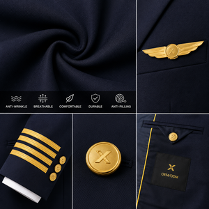 Uniformes de Piloto de Aerolínea Personalizados X OEM ODM |   Conjunto Completo de Manga Corta Unisex de Primera Calidad, Tiempo de Entrega de Muestra de 7 Días, el Mejor - Product Image 3
