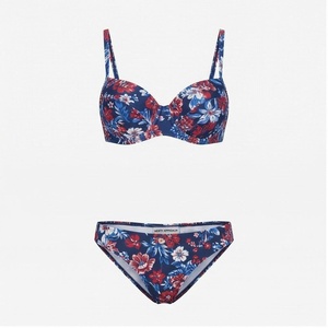 Blue Butterfly Print 2 Piece Yoga <b>Set</b> With Gold Trim Deep V Neck Halter Bodysuit And Knee Length Wrap <b>Skirt</b> - Product Image 1