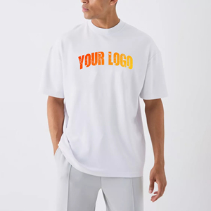 Nouveaux T-shirts pour hommes de style hip-hop surdimensionnés à la mode, épaules tombantes, col rond, manches courtes, tricoté ample, 100% coton, grande taille - Product Image 4