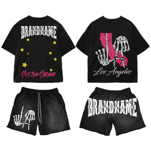 Sweat à capuche zippé respirant et pantalon de survêtement évasé pour homme, style hip-hop hiver, personnalisable, avec broderie et impression effet vieilli, effet délavé - Product Image 2