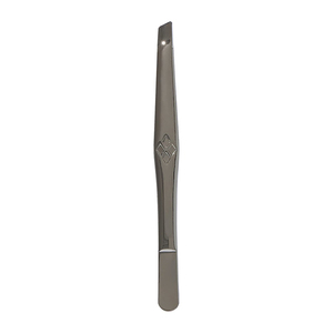Pince à épiler pour sourcils en acier inoxydable poli miroir, pointe inclinée alignée, pour salon de beauté - Product Image 1