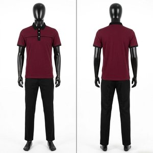 Polo d'uniforme professionnel en polycoton 220 GSM, bordeaux avec empiècements noirs, logo brodé personnalisé – Ensemble Premium - Product Image 1