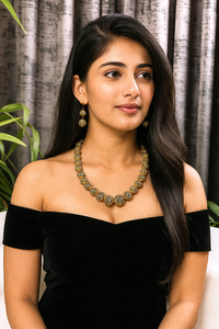 Ensemble de bijoux en laiton plaqué or pour femmes, collier et boucles d'oreilles pour mariage, fiançailles, fête, cadeau - Product Image 1