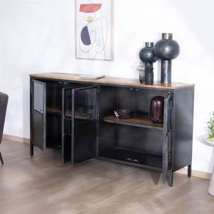 Vandana Autumn Core industrial glass-fronted <b>sideboard</b> in metal and exotic wood, 180 cm - Product Image 4