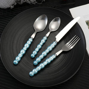 Juego de cubiertos metálicos de gran venta con mangos de perlas, apto para lavavajillas, perfecto para el hogar, bodas, mesas de comedor, juegos de vajilla. - Product Image 4
