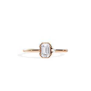 Bague de fiançailles pour femme en or 14 carats avec diamant taille radiant, sertissage à griffes, style floral - Product Image 4