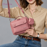 Tas Selempang Wanita Chantria dari Bahan Nylon dengan Kantong Lepas Pasang dan Kantong Resleting untuk Aktivitas Sehari-hari
