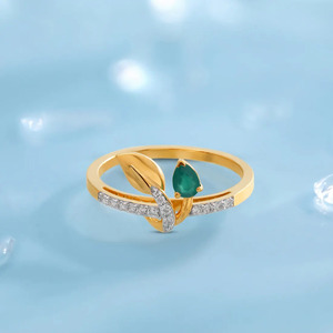Anillo Cruzado de Oro con Diamante de Laboratorio en Forma de Pera Verde como Piedra Central - Product Image 4