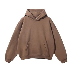 Sweat-shirt à capuche marron pour homme, coupe classique, 100 % coton molletonné, poche avant, décontracté, hiver, impression numérique, écologique - Product Image 1