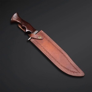 Couteau de chasse et Bowie en acier Damas de haute qualité avec manche en bois, lame à pointe tombante, bord biseauté, qualité industrielle OEM - Product Image 6
