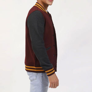 Men's <b>Top</b> Selling Casual Solid Formal Baseball Coated Varsity Jacket Zipper Stand Collar Custom Embroidery Front 100% Cotton - Product Image 4