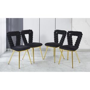 Set di sedie da pranzo moderne oro nero 4 gambe in tubo di ferro cuscini morbidi comodo schienale per sala da pranzo soggiorno Cafe capelli - Product Image 1