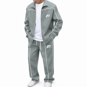 ชุดวอร์มผู้ชาย ชุดเซ็ตเสื้อแจ็คเก็ตซิปปักโลโก้ตามสั่ง ขายส่ง OEM กางเกงวอร์มสองชิ้น ชุดลำลอง ชุดกีฬา ผู้ผลิต B2B ODM - Product Image 1