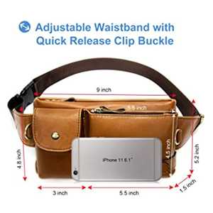Riñonera de Cuero Sintético Marrón con Cinturón Ajustable, Bolsa Cruzada Multibolsillos, Riñonera Utilitaria para Viajes al Aire Libre, Correr y Senderismo - Product Image 4