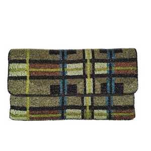 Sac coloré indien fait main perlé, artisanat ethnique de luxe, poignée baguette en perles de verre, accessoire de mode durable et tendance en cristal - Product Image 1