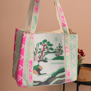 Sac fourre-tout brodé coloré à fermeture ouverte, sac à bandoulière Banjara, sac de shopping grand format fait main pour femme par Whimsy Art Craft - Product Image 2