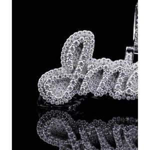 Personalized Strawberry <b>Name</b> Pendant Moissanite 925 Sterling Silver <b>Custom</b> Script Letter Hip Hop <b>Necklace</b> GIA Certified 3 Inch - Product Image 2