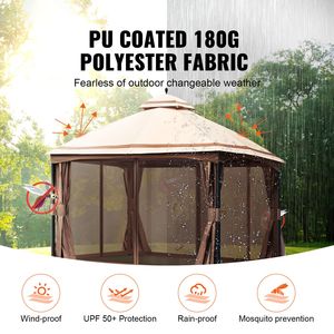 Gazebo da Giardino 10 x 13 Piedi per 10-12 Persone, Struttura in Metallo, Poliestere 180G, Stabilizzatori e Zanzariera per Tettoie, Pergole e Gazebo - Product Image 2