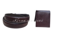 Dompet kulit buaya pria, ikat pinggang terbuat dari kulit buaya kualitas tinggi untuk dipakai pria