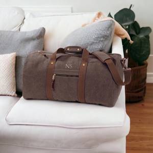 Sac de voyage en toile et cuir véritable robuste, vintage, grande capacité, sac de week-end, sac de voyage pour une nuit, sac de sport LCTB-0161 - Product Image 3
