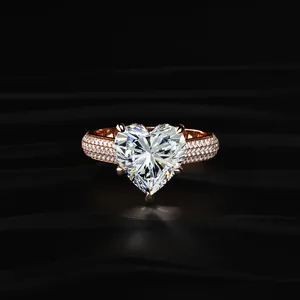 Anillo de Diamantes de Lujo con Corte Corazón de 1.6CT, Cultivado en Laboratorio, Chapado en Oro Amarillo de 14K, Certificado por IGI, para Mujer - Product Image 1