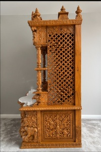 Buy Large Size Swami Narayan Altar for Home Buy Big Handcrafted Solid Wood Temple Pooja Room Manufacturers Wooden Mandir Sale - Product Image 3