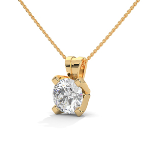 Lab Grown Diamond <b>Pendant</b> 14K <b>Solid</b> <b>Gold</b> Round Brilliant Charm IGI Certified Unisex Gift Jewelry - Product Image 2