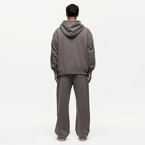 Ensemble sweat à capuche zippé et pantalon large imprimé flamme personnalisé, survêtement dégradé délavé pour homme, streetwear hip-hop, tenues quotidiennes 100% coton - Product Image 5