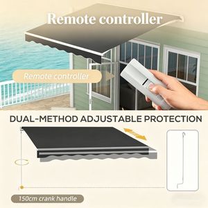 Tenda da Sole Retrattile per Patio, Antivento, Protezione UV, con Bracci Estensibili e Pieghevoli per Terrazze Esterne, Utilizzabile come Tettoia Antipioggia - Product Image 5