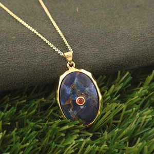 Collier élégant et minimaliste en or plaqué 18 carats avec pendentif en turquoise, chaîne classique pour femme, cadeau de mariage ou d'anniversaire pour elle - Product Image 4