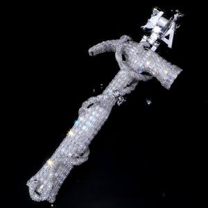 <b>Hot</b> Selling Hip Hop Unisex Shiny Rhodium Plated VVS D S925 Silver Moissanite <b>Stones</b> Charm Cross Pendant Fine Jewelry - Product Image 2