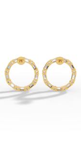 Trendy <b>Hoop</b> Diamond <b>Earrings</b> With Baguette And Round Cut Stones <b>14K</b> <b>Gold</b> Luxury Fine Jewelry Wholesale Supplier - Product Image 6