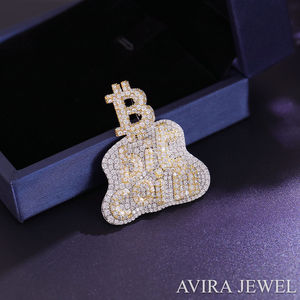 จี้รูปถุงเงินแบบ Iced Out Boss Man ทำจากเงินแท้ 925 ชุบทองสองสี เหมาะสำหรับทั้งชายและหญิง สไตล์ฮิปฮอป - Product Image 2