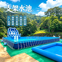 Aufblasbarer Outdoor-Wasserpark mit Wasserrutsche, Großer Mobiler Pool mit Verzinktem Stahlrahmen für Gewerbliche Nutzung
