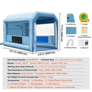 Cabina di Verniciatura Auto Portatile 13,1 X 9,8 X 9 ft Gonfiabile con Potente Soffiatore da 750W, Sistema di Illuminazione LED e Filtro Aria - Modello 2022 - Product Image 4