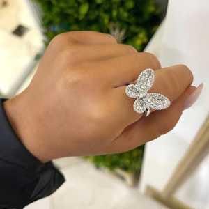 Wholesale 10K 14K 18K Solid Gold Lab Grown Diamond Butterfly <b>Statement</b> <b>Ring</b> Luxury Cocktail <b>Rings</b> Real Gold Jewelry Manufacturer - Product Image 4