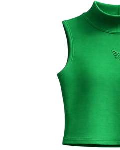 Débardeur côtelé vert vif personnalisé pour femme avec motif papillon en relief, sans manches, été, fabrication sur mesure - Product Image 2